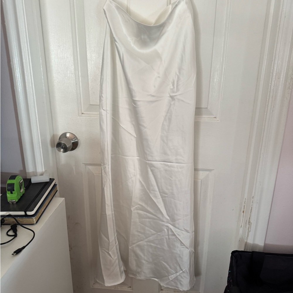 Elegant White Satin two piece